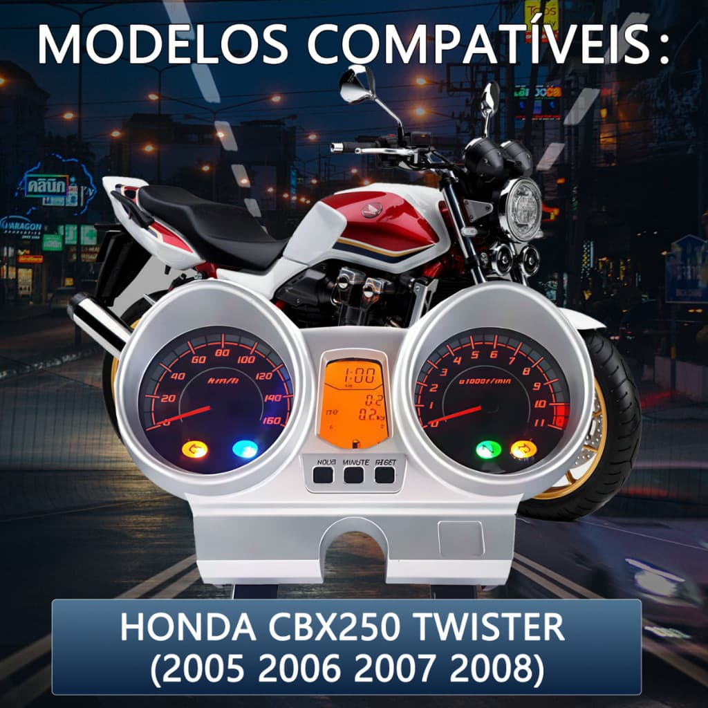 Painel Completo Para Honda Cbx250 CBF250 Twister 2005 a 2008 Medidor De Velocidade Modificação De Motocicleta