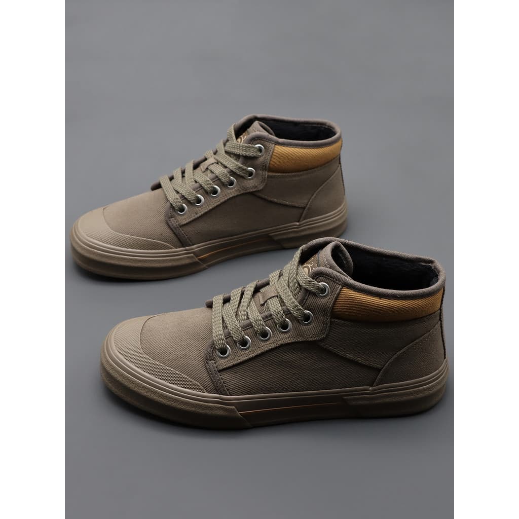 Sapatos de algodão masculino Mid-High-Top sapatos masculinos inverno velo-velo quente rendas All-Match masculino