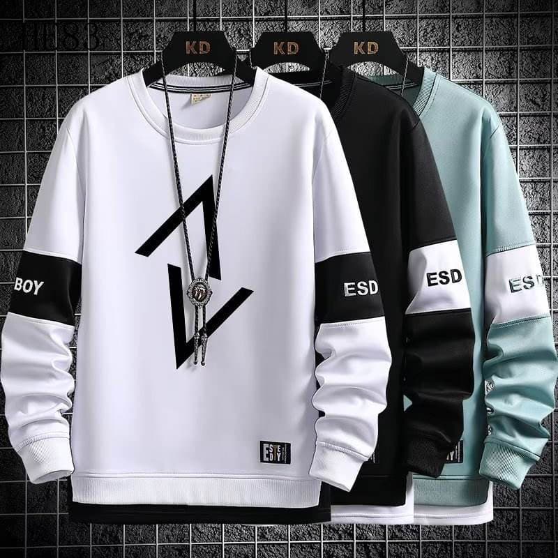 Camiseta Masculina de Manga Longa M-5XL, Estilo Fashion, Slim, Streetwear, Casual, Branca e Preta, Blusa KH739