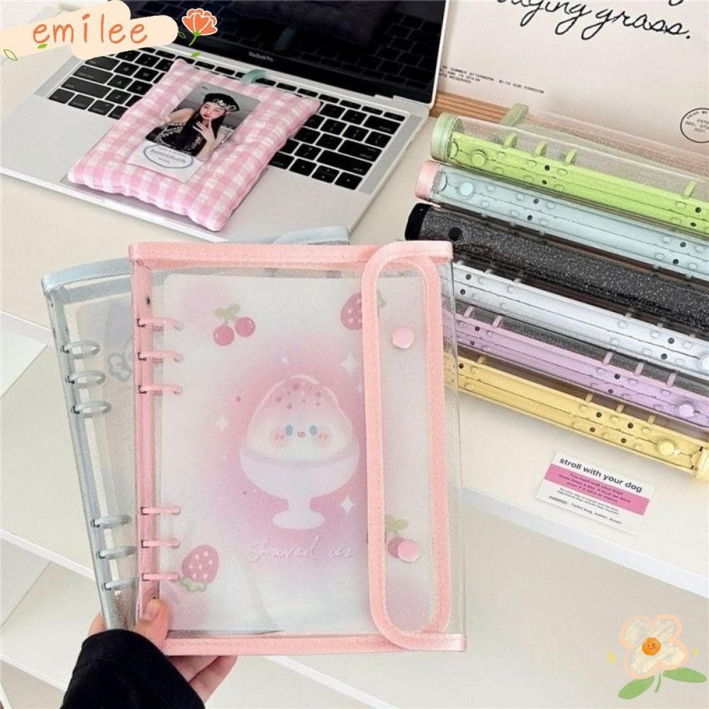 Capa de pasta EMILEES A5, álbum de fotos DIY com fecho duplo, pequeno álbum de cartões PP de folhas soltas MCBG