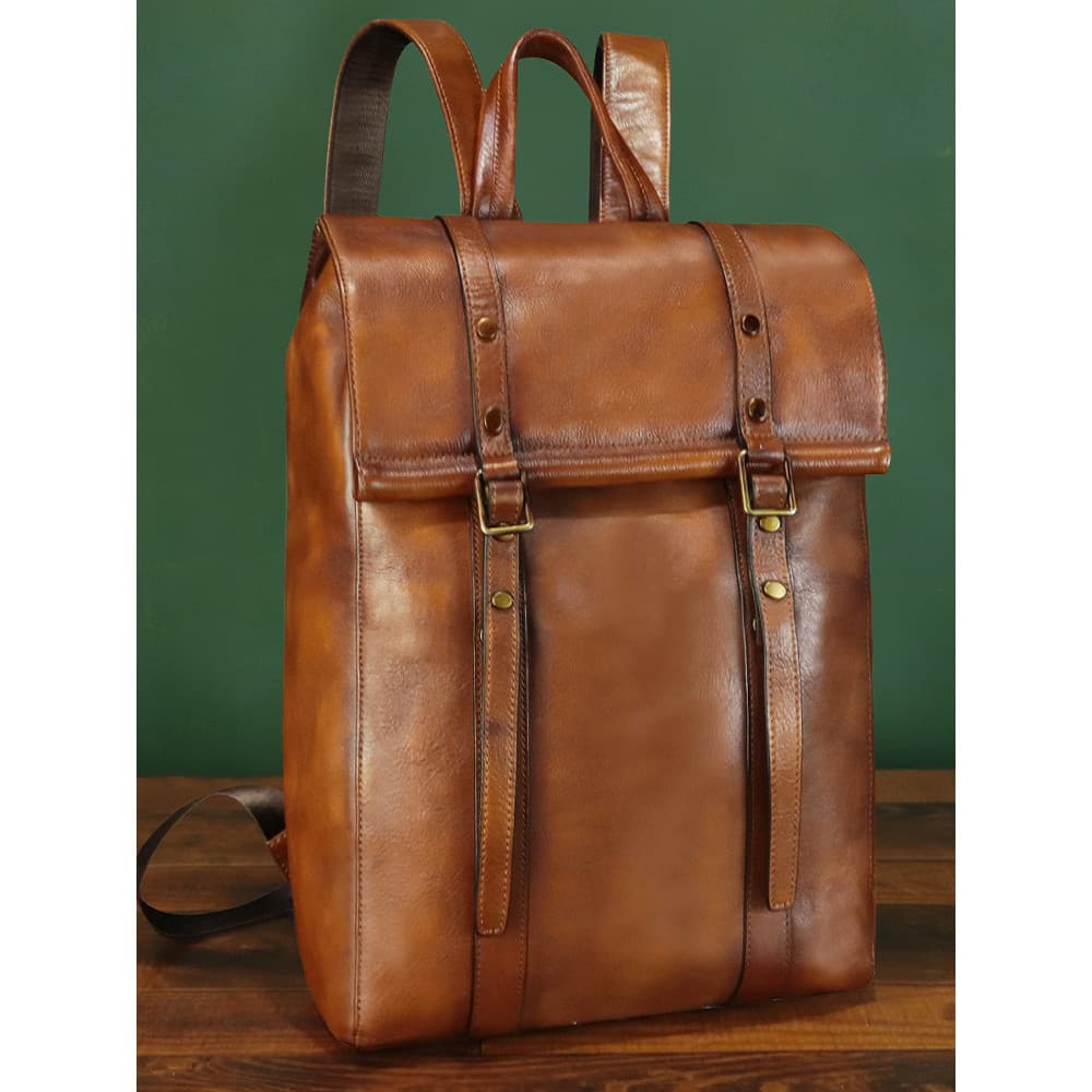 Couro genuíno grande mochila masculina primeira camada de couro Retro bolsa de couro artesanal lazer viagem grande capac