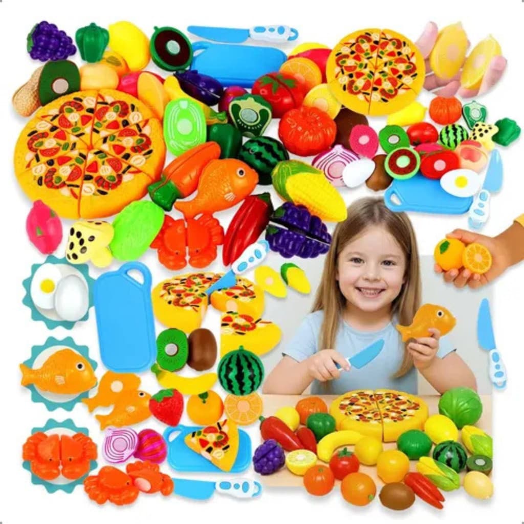 Kit Comidinha Infantil Velcro Crec Crec Frutas e Legumes