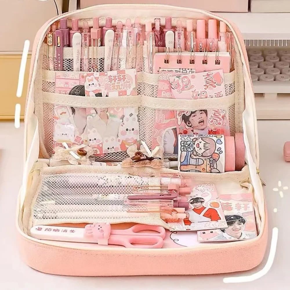 Estojo De Lápis Fofo Para Sacos Kawaii De Grande Capacidade Meninas De Volta À Escola Material De Escritório Coreano Jap