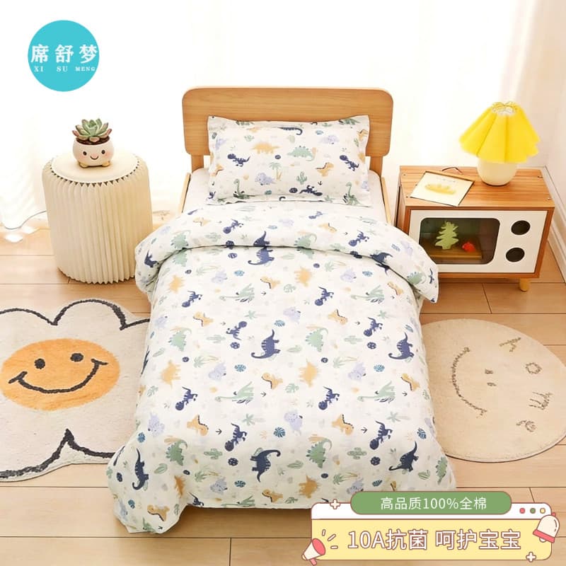 100% algodão conjunto de três peças dos desenhos animados bonito jardim de infância estudante cama conjunto de seis peça