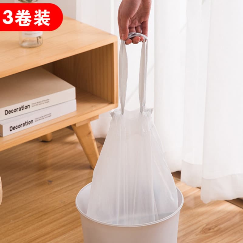 Saco de lixo com fechamento com cordão, lata de lixo portátil acessível para uso doméstico, saco plástico médio grande,