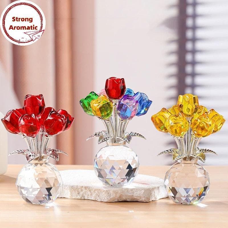 StrongArom Artesanal Cristal Rosa Escultura Elegante Presente Colorido Para Entes Queridos BR