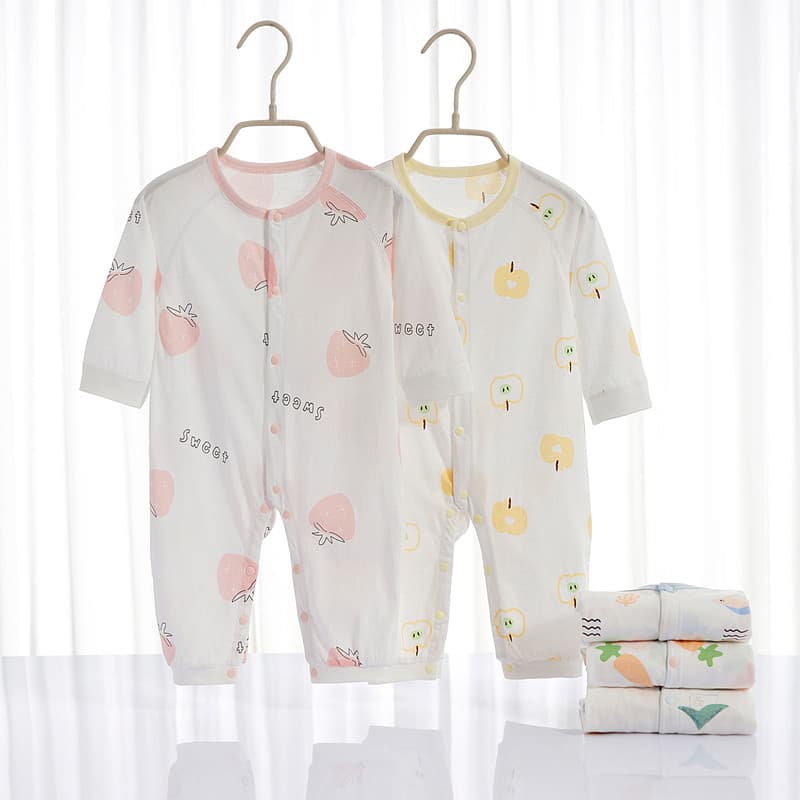 Bebê verão puro algodão macacão estilo fino bebê primavera verão macacão bebê manga comprida macacão de algodão