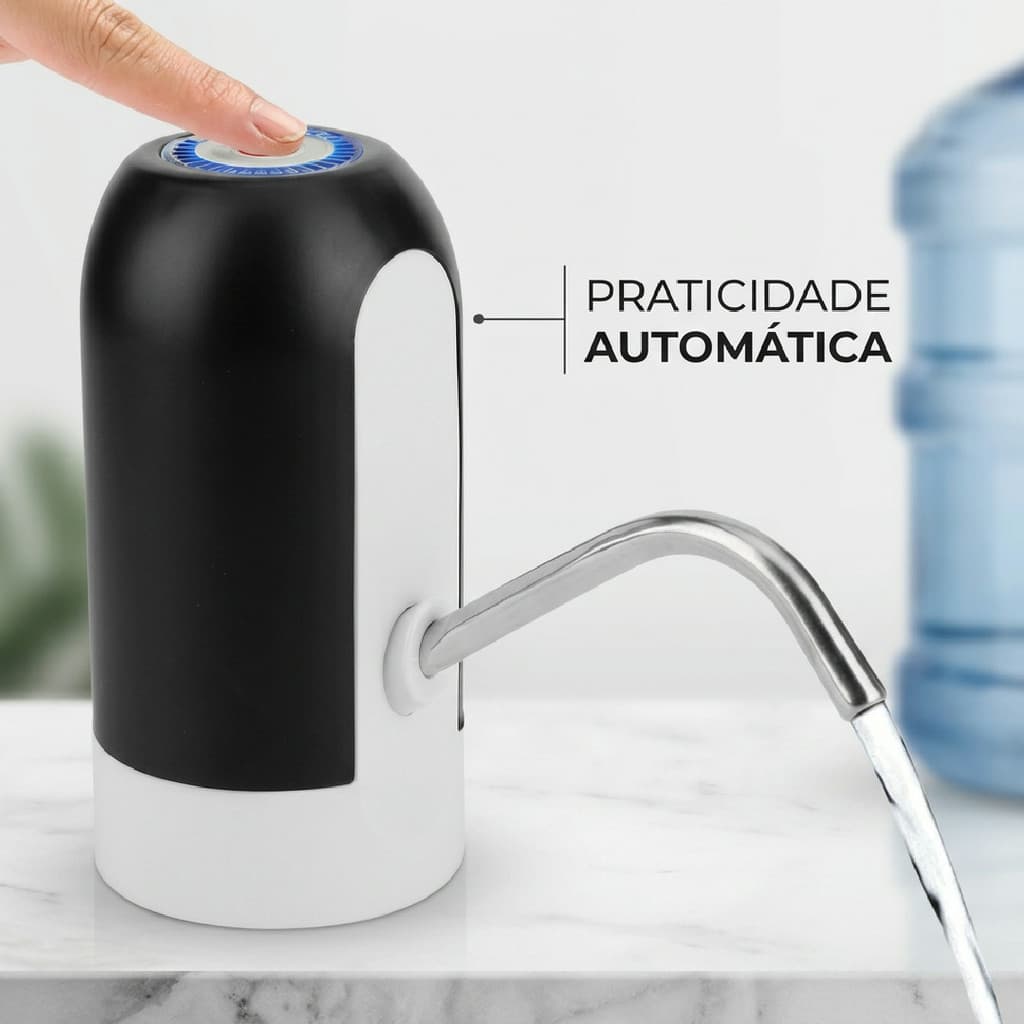 Bomba Elétrica para Galão de Água Recarregável USB Automática Portátil