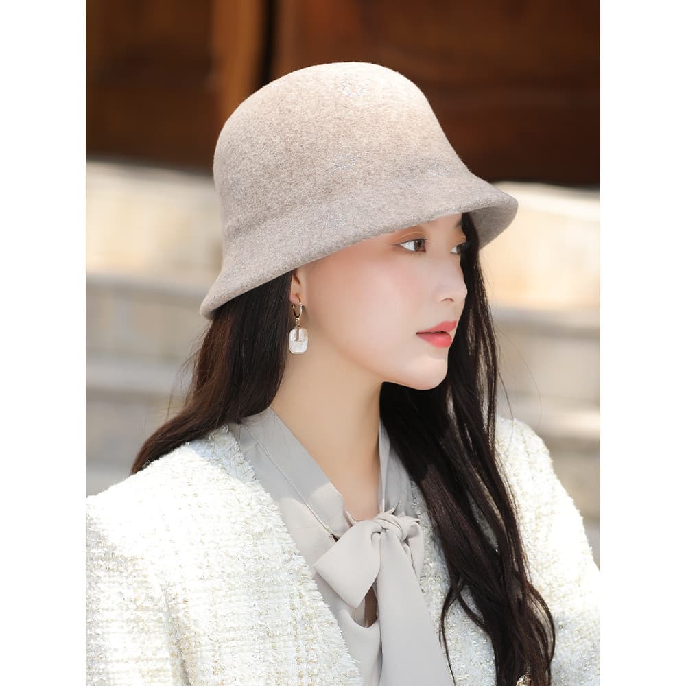 Chapéu de lã feminino 2025 novo estilo outono inverno moda tendência High-End sentimento balde chapéu estilo ocidental p