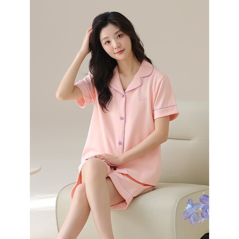 2026 novo estilo pijamas femininos verão Shorts de manga curta Cardigan puro algodão estilo fino pode usar fora Loungewe