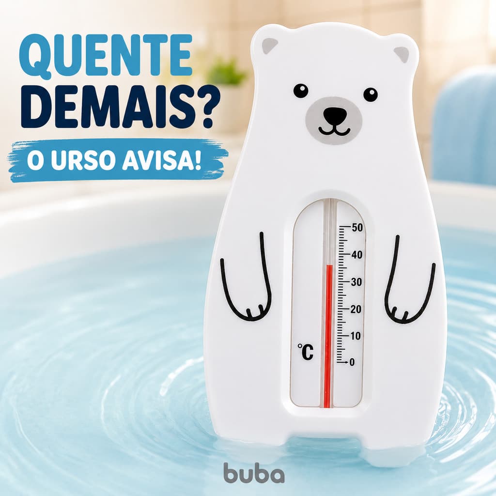 Termômetro de Banheira Bebê Urso Flutua Mede Temperatura da Água Banho Buba