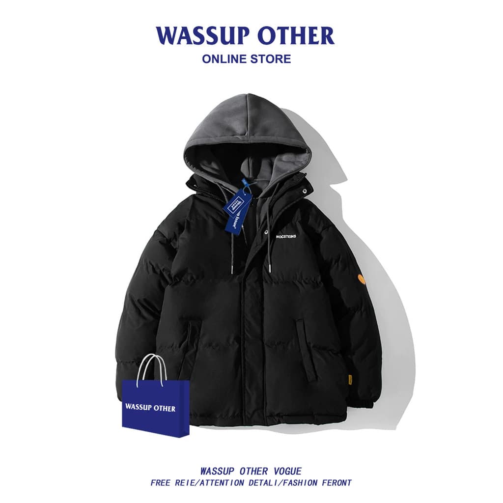 WASSUP ISSUE Jaqueta acolchoada masculina Jaqueta acolchoada masculina inverno 2024 Jaqueta de pão espessada para menino