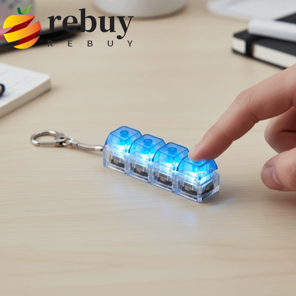 REBUY1 Pingente De Tecla De Cristal , Teclado Luminoso De Eixo Transparente Com LED , Luz