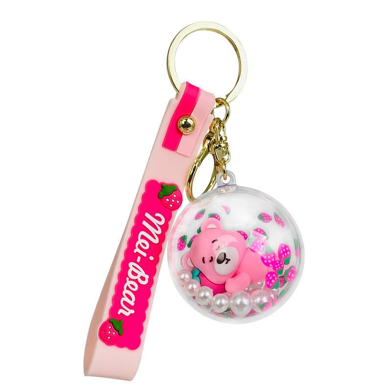 Nova Chegada Criativo Bonito Morango Urso Pom Chaveiro Personalizado Casal Pingente Para Saco Chaves Decoração Presente
