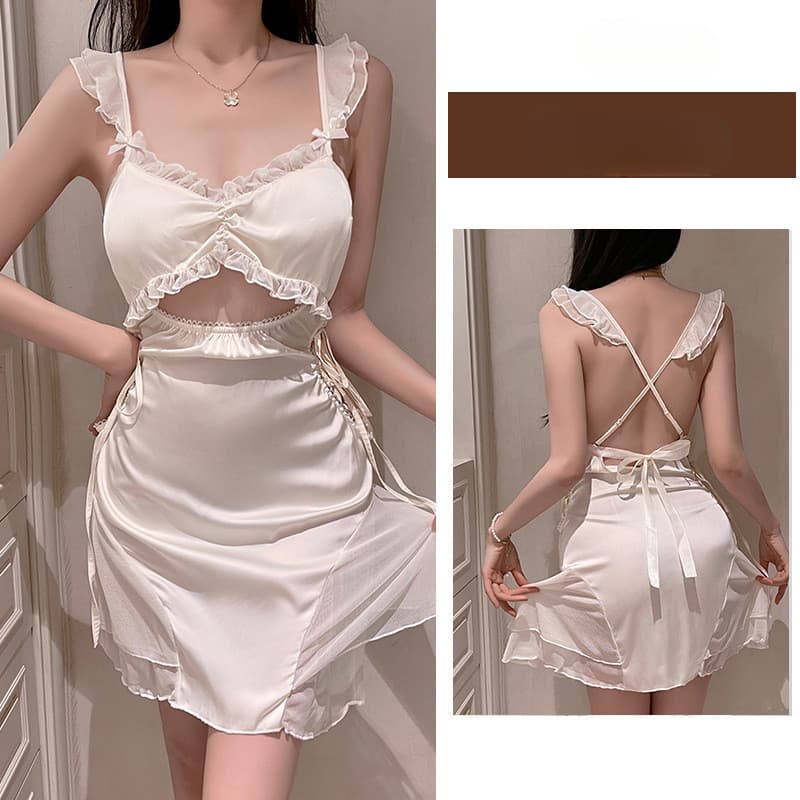Novo estilo roupa interior oco camisola puro desejo estilo Push-Up Sling vestido bonito macacão pijamas