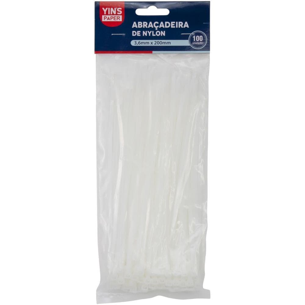 Abracadeira NYLON Branca 3,6X200MM. PCT.C/100