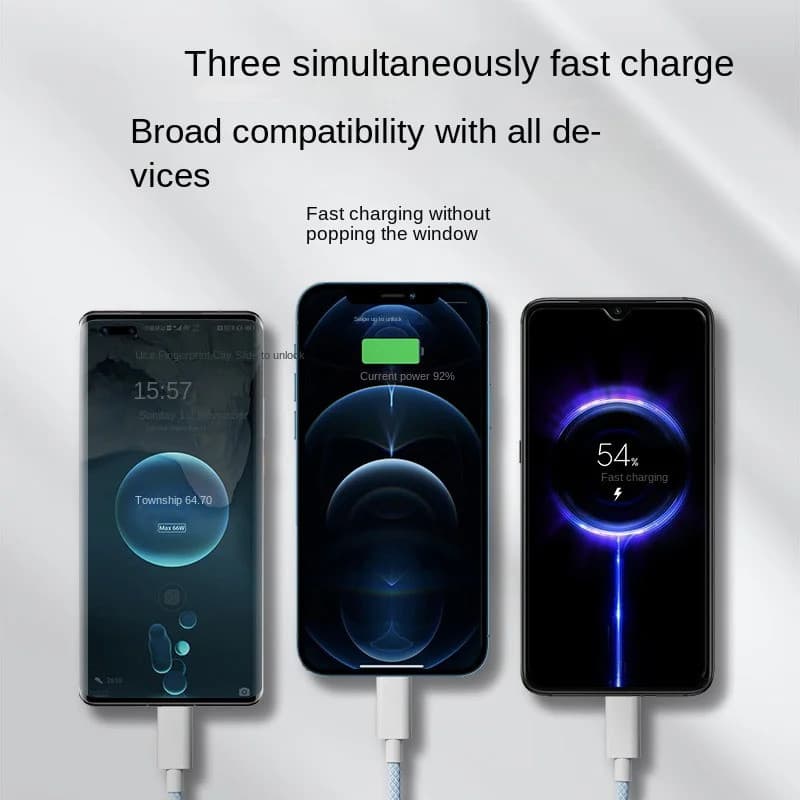 Cabo de Carregamento Rápido 3 em 1 100W para Poco, Cabo Carregador Micro USB Tipo C, Cabo de Carregamento USB C M