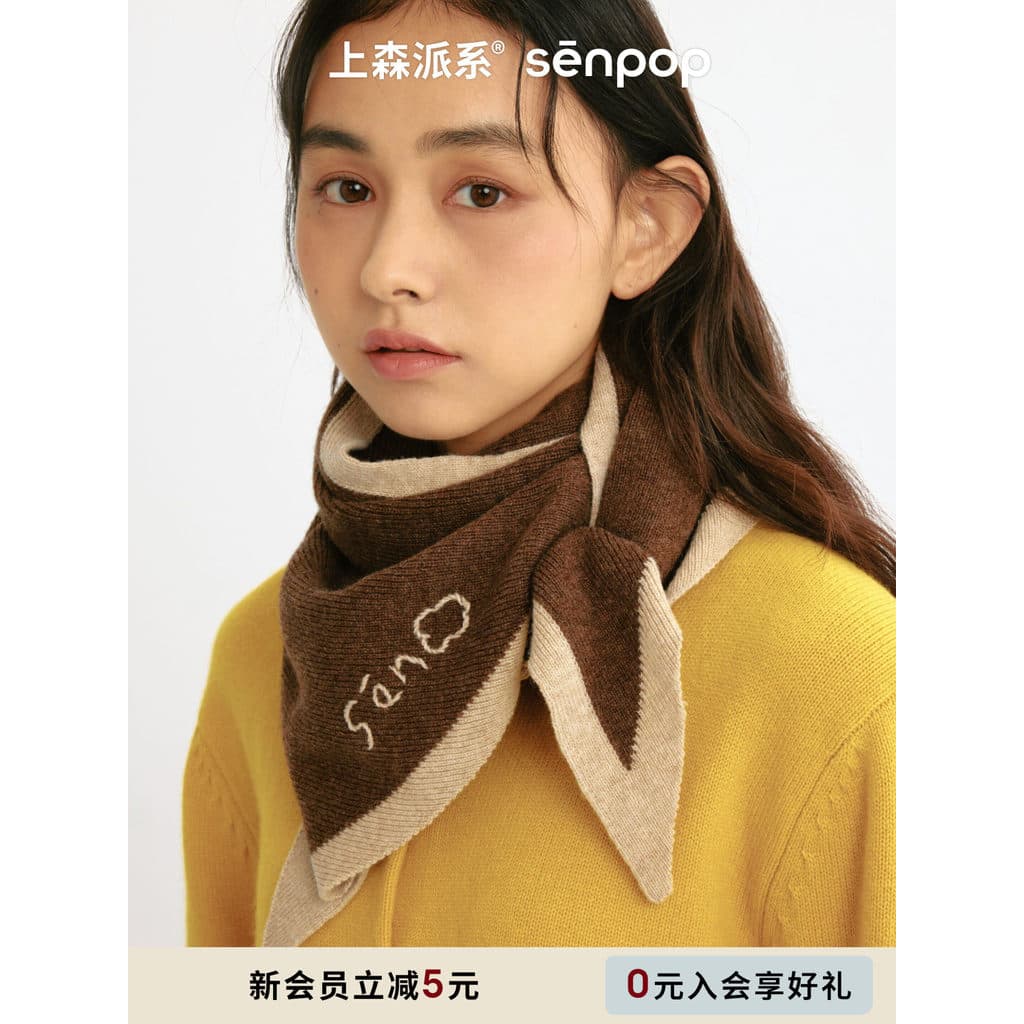 Shangsen lenço de lã iaque velo triângulo cachecol feminino inverno quente pescoço protetor High-End sentimento cachecol