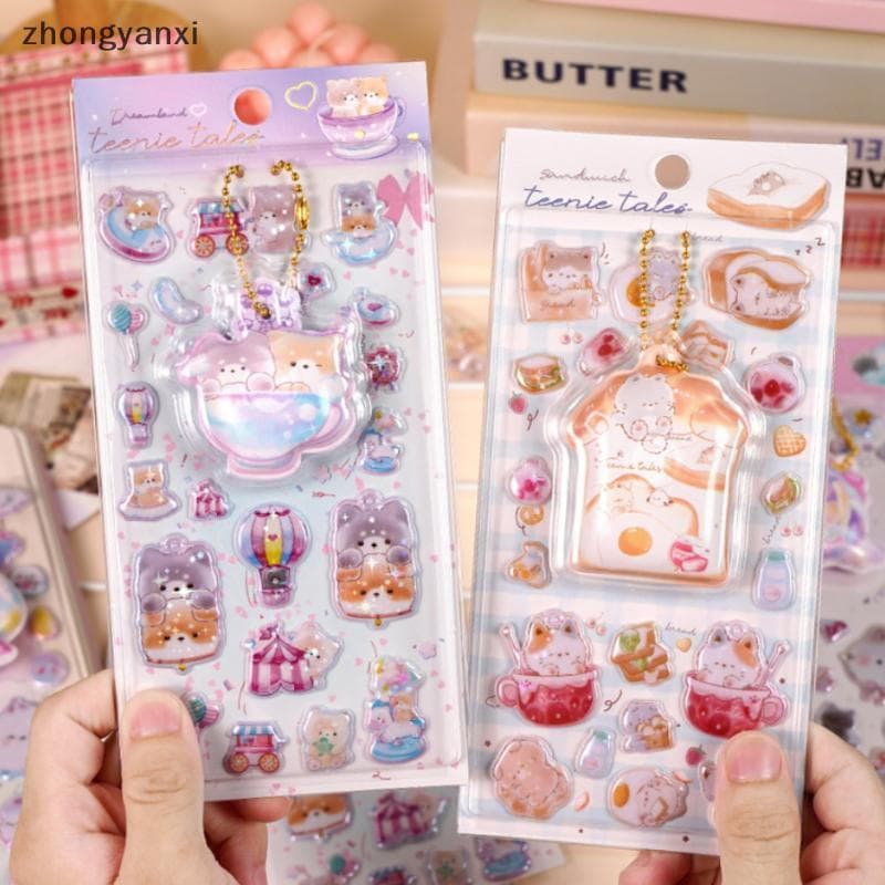 1/2 Folhas Scrapbooking Diy Diário Papelaria Decalques Diversão Pitada Pendurado Dos Desenhos Animados 3D Inchado Stiers