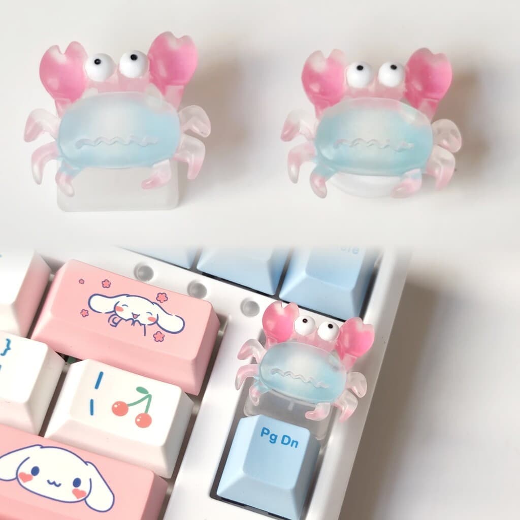 Feito à mão dos desenhos animados pequeno caranguejo quadrado fosco transparente transparente personalizado teclado mecâ