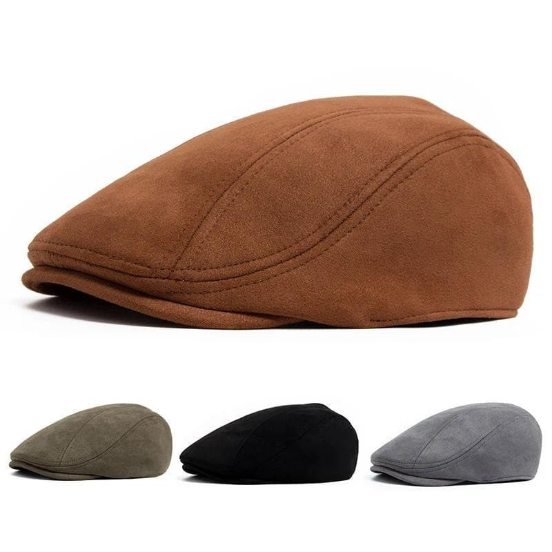 Novas boinas de camurça para outono e inverno, bonés estilo vintage unissex, chapéus casuais de aba reta, conjunto de do
