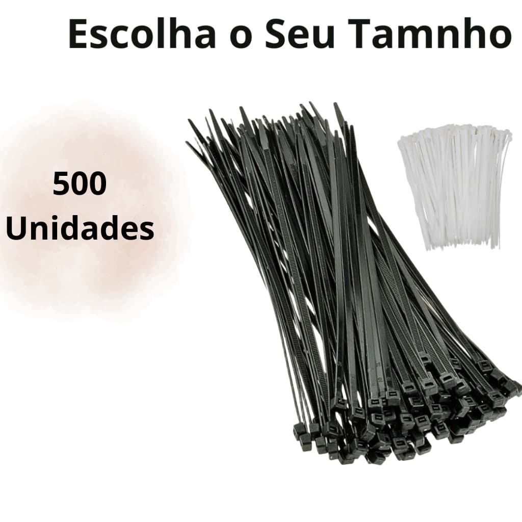 Kit 500 Enforca Gato Cinta Plástica Nylon Abraçadeira Preto