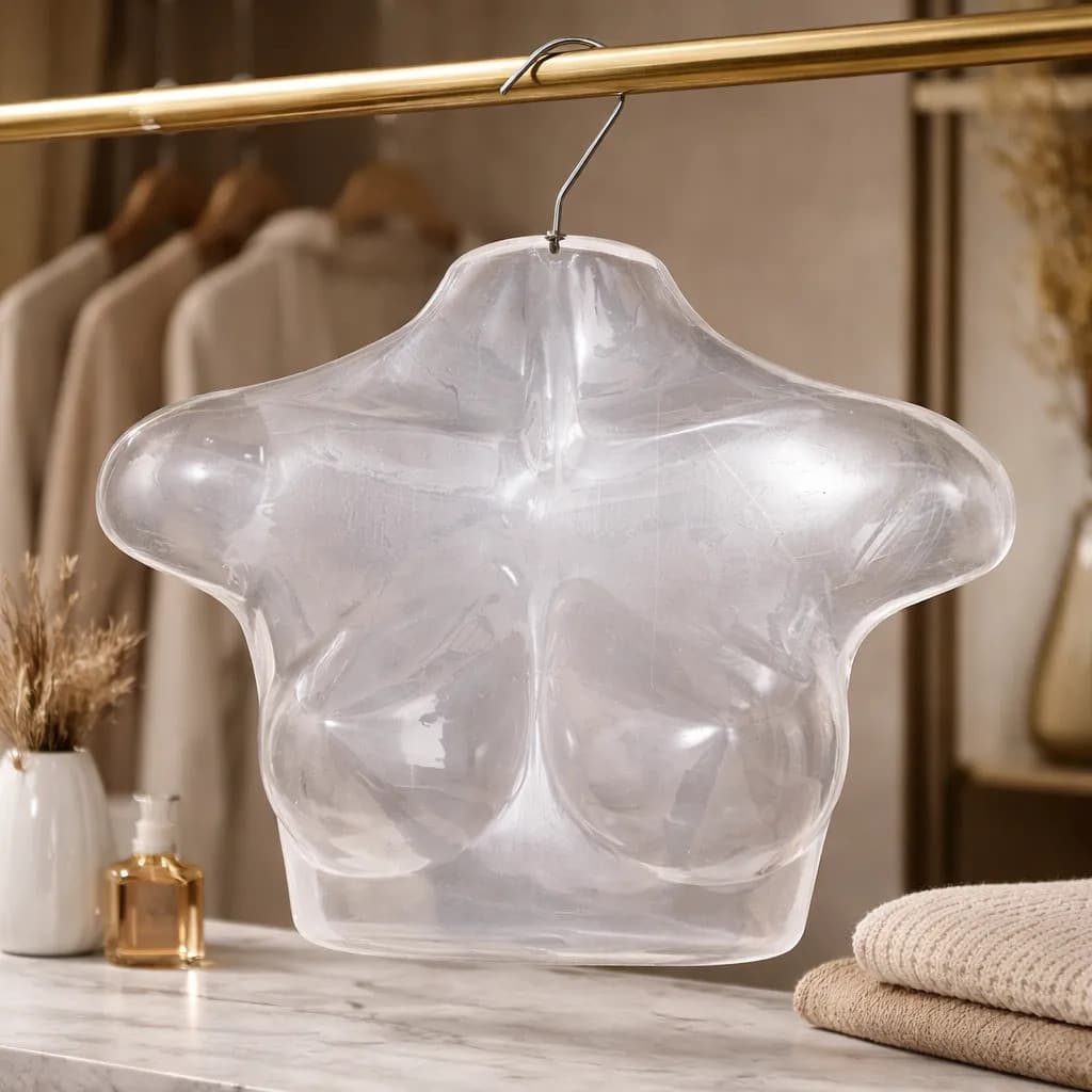 Cabide Collant Busto Exposit Sutiã Pvc Feminino Transparente