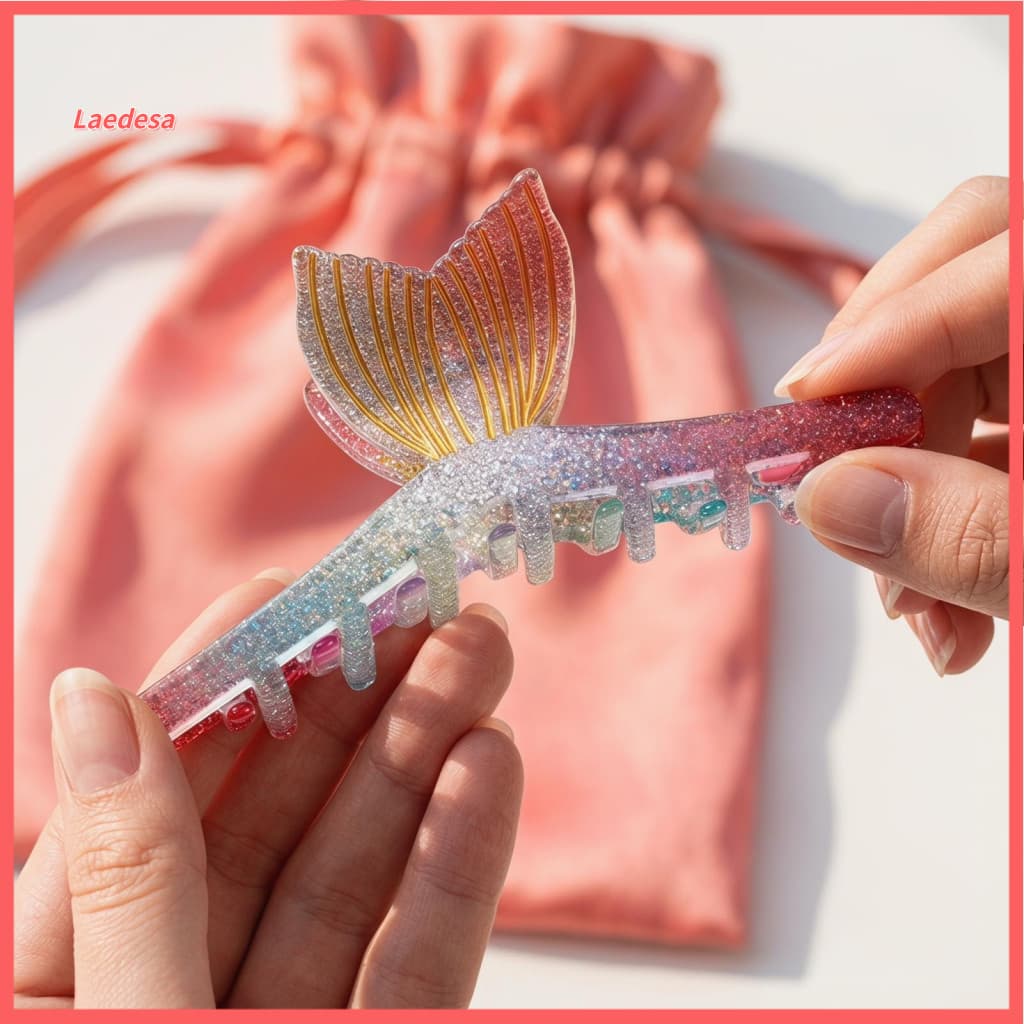 Practical Hair Grip Strong Hold Clip Claw Glitter Fishtail Shape Anti-slip Teeth Shower Clamp Versatile Accessory for Wo
