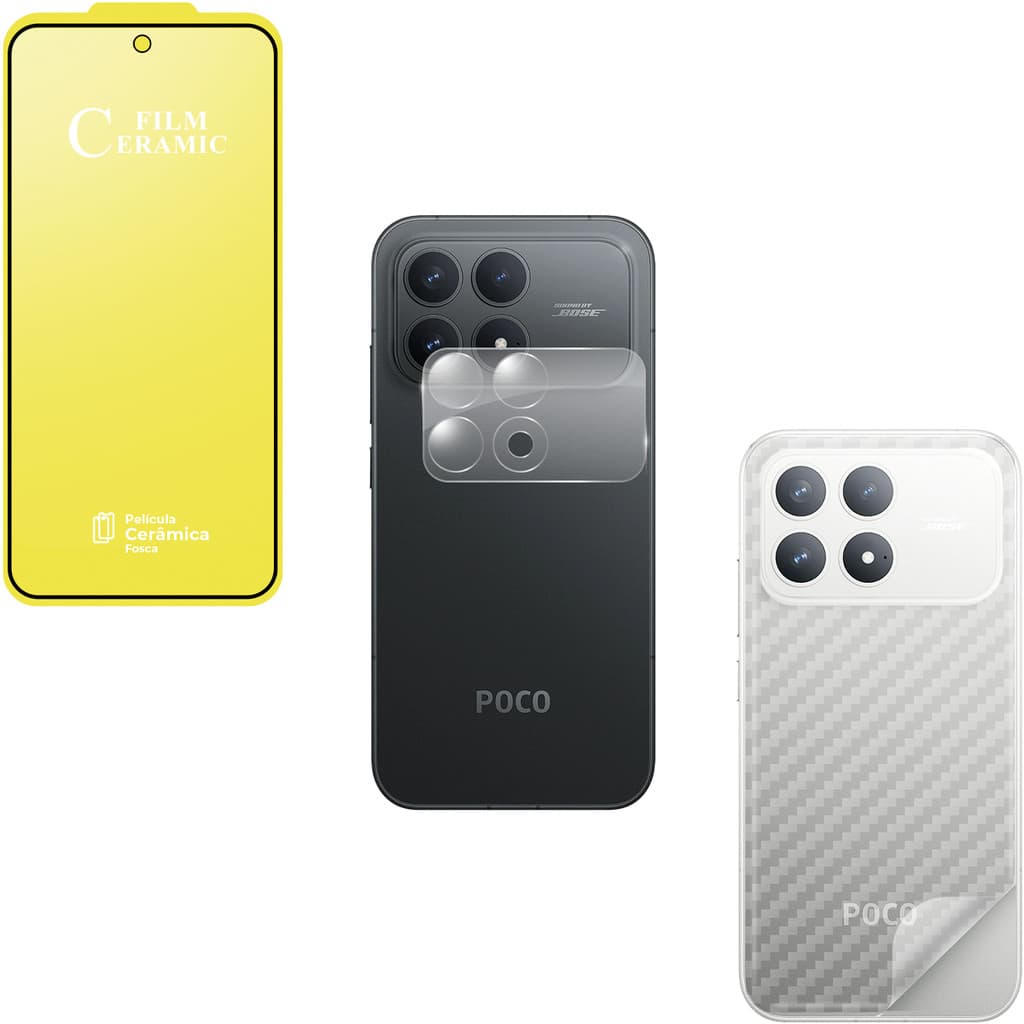 Película Cerâmica Fosca + Película Câmera Vidro + Película Traseira Para Xiaomi Poco F8 Pro 5G
