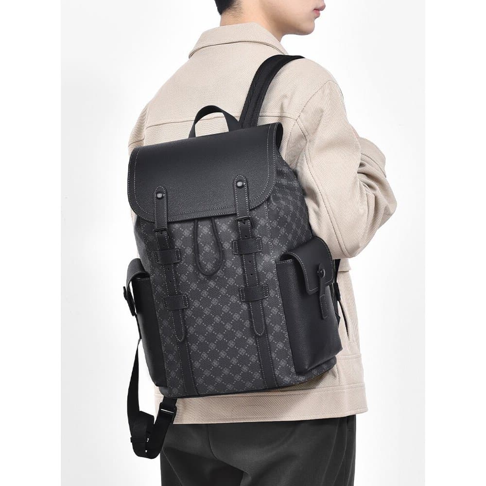 2024 novo estilo mochila masculina Casual textura impressa saco de computador de negócios cor correspondência presbiopia