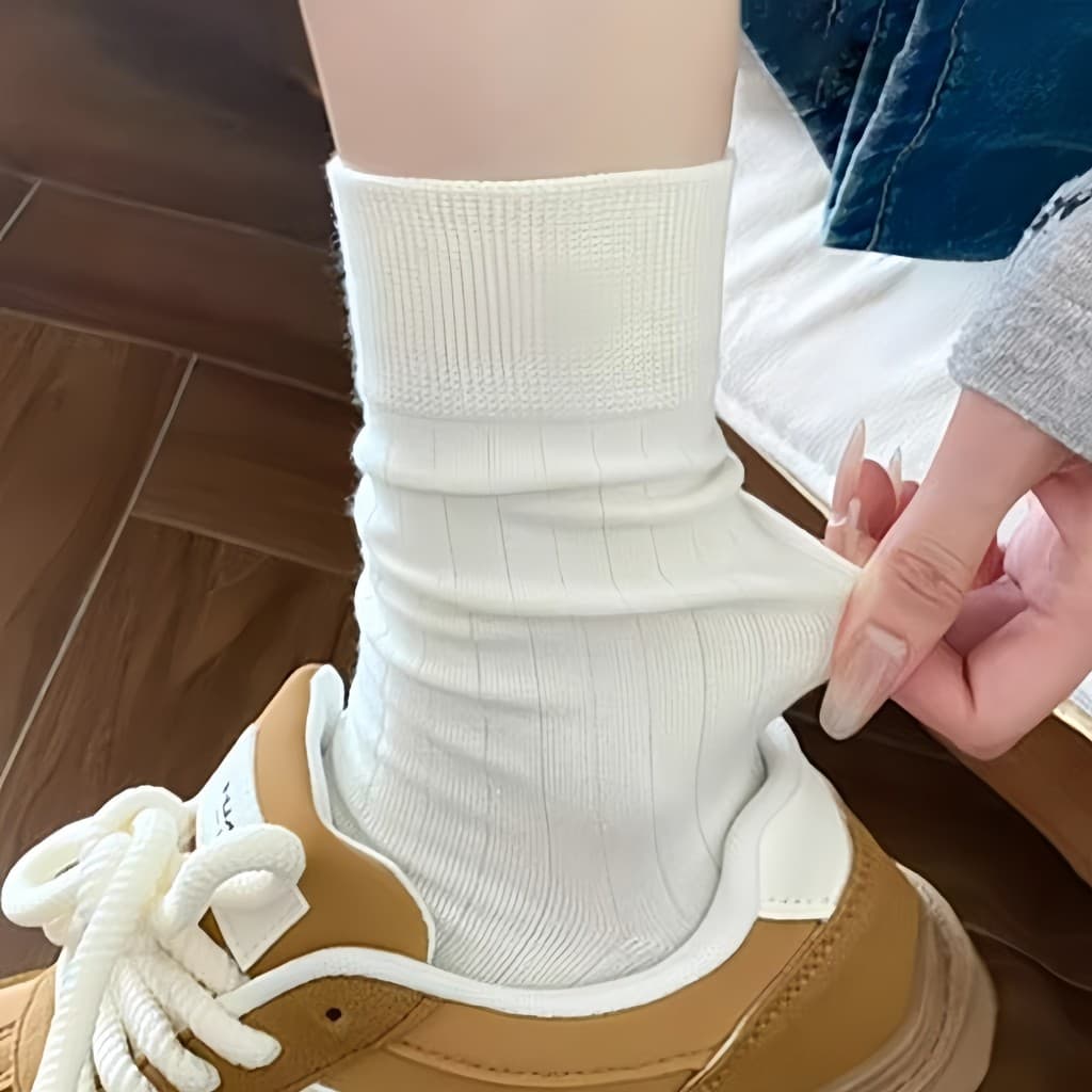Meias femininas brancas estilo ballet, até a metade da panturrilha, finas, de verão, de cor sólida, sem costura, de malh