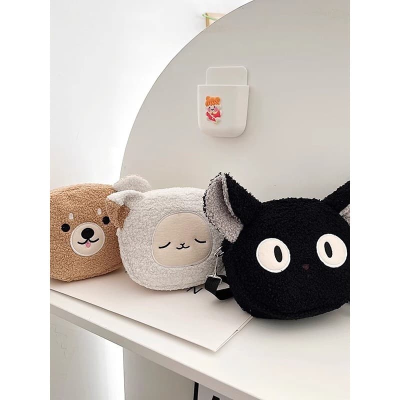 Bonito boneca de pelúcia moeda bolsa de um ombro saco do mensageiro bolsa feminina moda bolsa de ombro saco do telefone