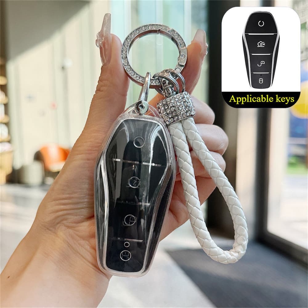 Capa de chave remota de carro em TPU com 4 botões, adequada para BYD Song/Plus ATTO 3 Golfinho Tang Dmi Han EV Qin Yuan