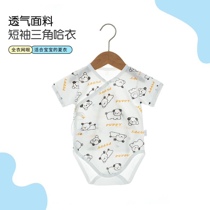 Macacão para bebês recém-nascidos, roupas de verão para crianças pequenas, manga curta, algodão puro, macacão triangular