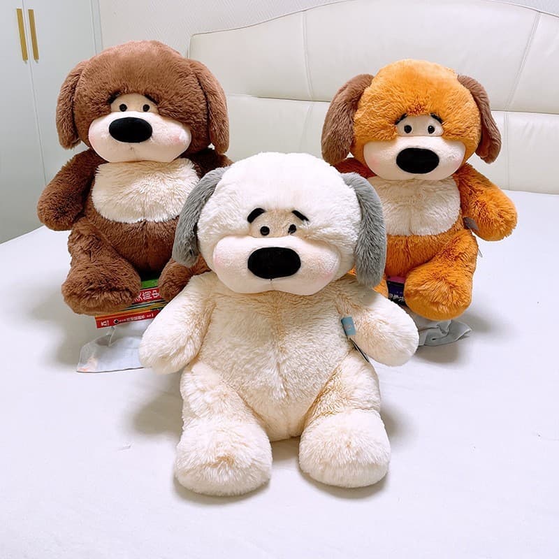 Handou cão brinquedo de pelúcia bonito deitado cão boneca grande pelúcia filhote de cachorro cama das crianças travessei