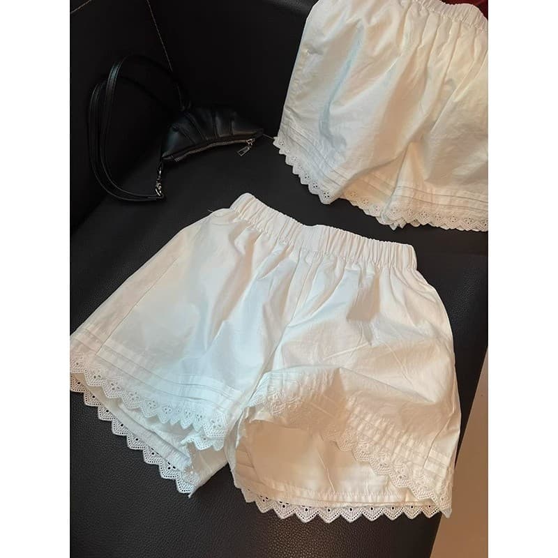 Renda branca Shorts feminino verão estilo fino tamanho grande gordura mm solto sentir solto mais magro olhar a linha cal