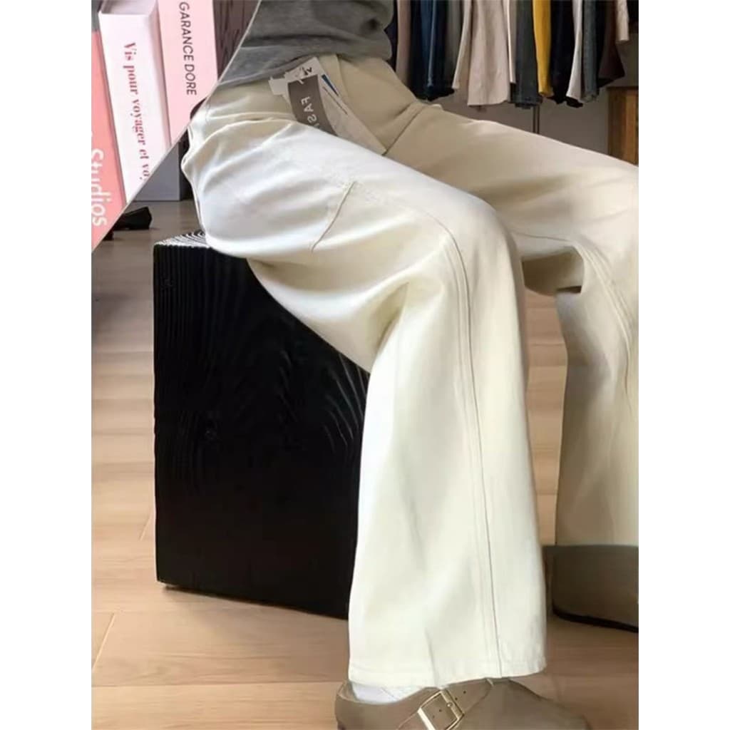 Tamanho grande luz damasco High-End Design sentido Machete Jeans feminino 2026 primavera novo estilo gordura mm solto ma