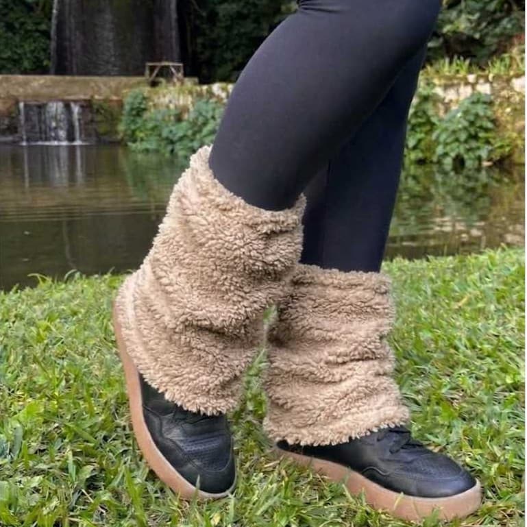 Polaina FemininaTeddy Pelucia Kit com 2 Outono/Inverno Fashion Térmica para Botas Academia Fitness