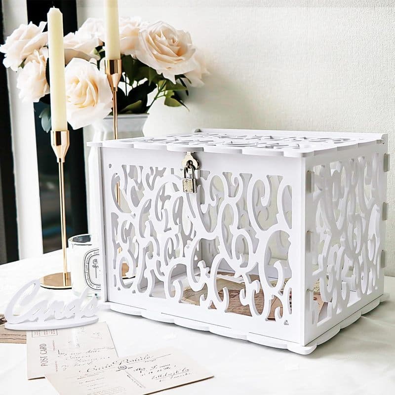 Caixas De Cartão De Casamento Brancas DIY Com Fechadura Caixa PVC Formatura Perfeita Para Casamentos , Aniversários , No