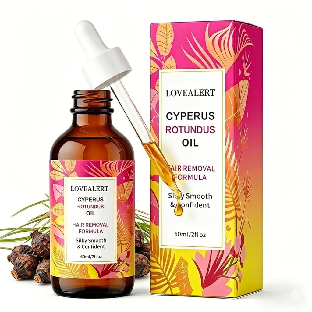 Óleo Depilatório CyperusRotundus – 60ml de óleo natural para cuidado capilar, à base de óleo vegetal de CypressRotundus,