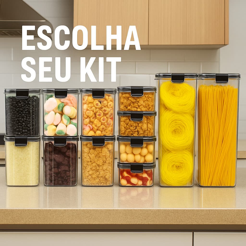 KIT POTE HERMÉTICO ORGANIZADOR DE MANTIMENTOS TEMPEROS COZINHA ARMÁRIO GELADEIRA - SLIM