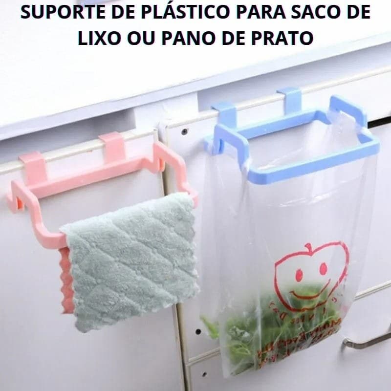 Suporte de Plástico Suspenso Para Porta de Armário para Saco de Lixo ou Pano de Prato
