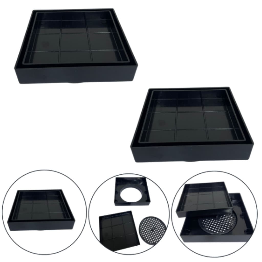 Kit 2 Ralo Inteligente 13x13 Oculto Piso/ Porcelanato Cor Preto