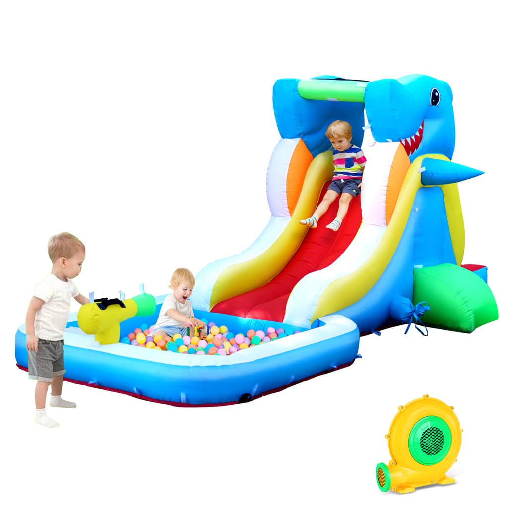 Castelo Inflavel Pula Pula Escorregador Piscina Baby Shark Azul-celeste 127V