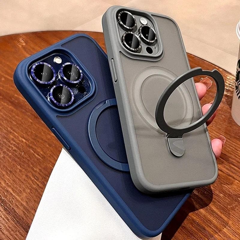Luxo Magnético Caso De Carregamento Sem Fio Para iPhone 11 12 13 14 15 16 17 Pro Max Plus Anel Ar Suporte Câmera Proteçã