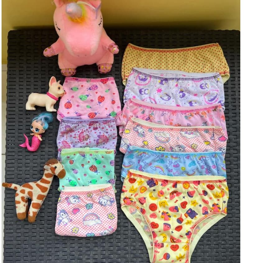 Kit 10 ou 5 Calcinha Tanga Infantil Sublimada Roupa Menina Personagens Calçolinha Juvenil