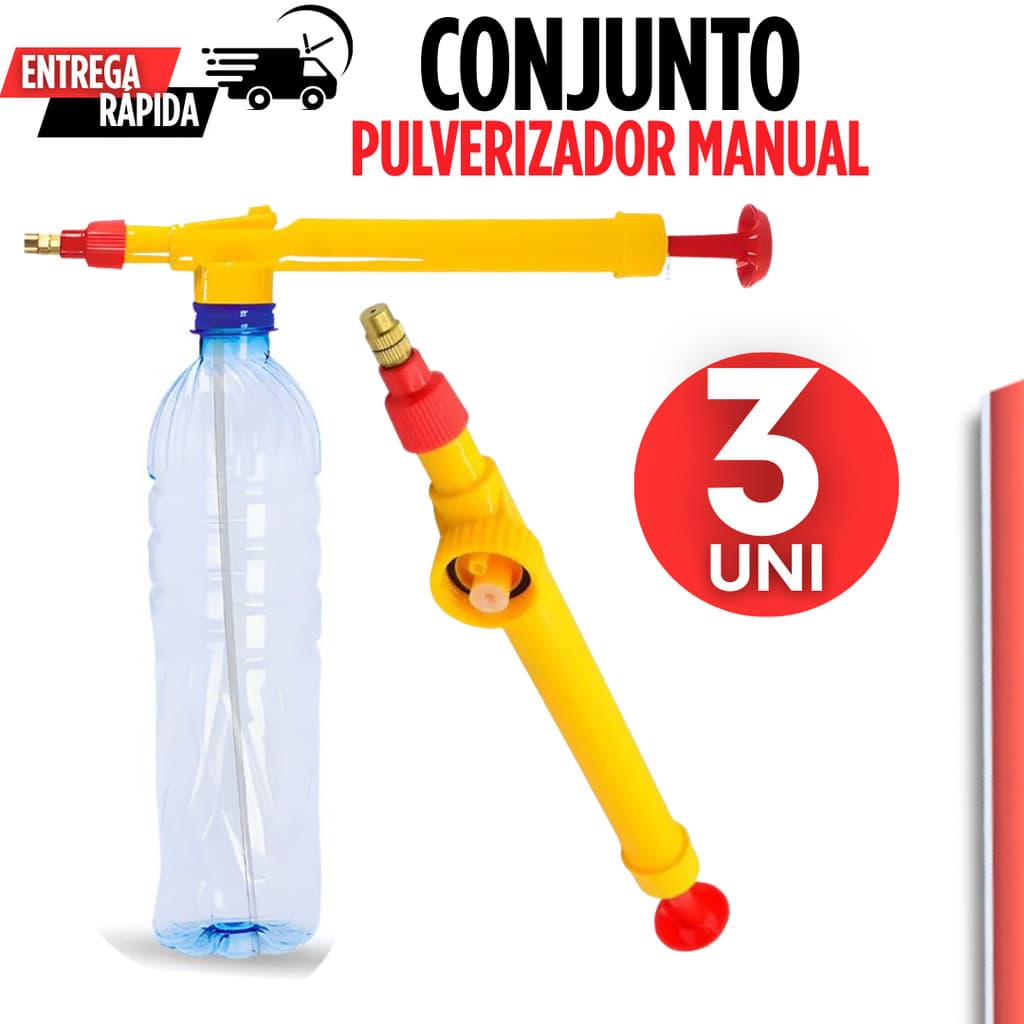 Jogo 3 Borrifador E Pulverizador  Para Garrafa PET Manual Para Jardinagem Multiuso Spray