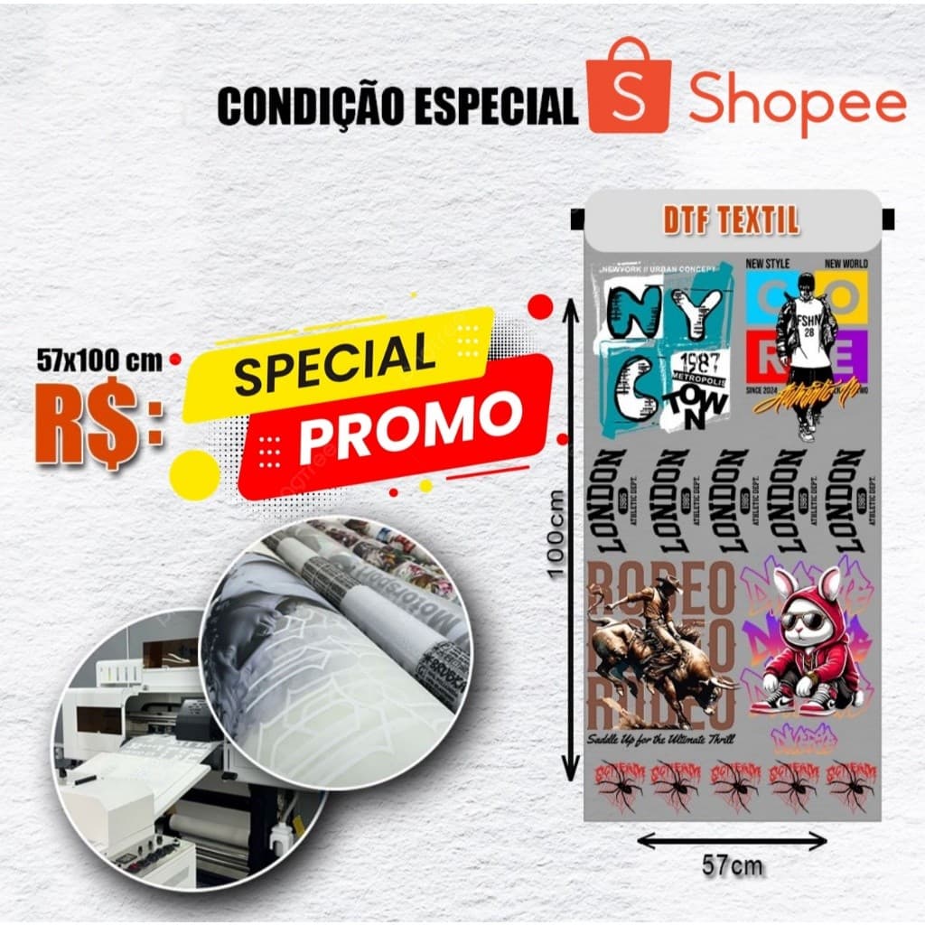 METRO DE DTF  57 CM X 1 METRO 8 PASSADAS E CORES VIBRANTES PREMIUM