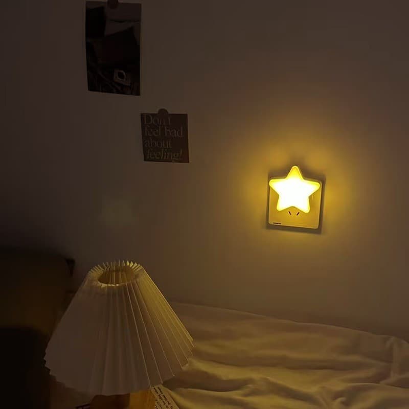 Estrelas Brilham ~ Luz Noturna plug-in Quarto Cabeceira Proteção Para Os Olhos led Economia De Energia Controle De Ilumi