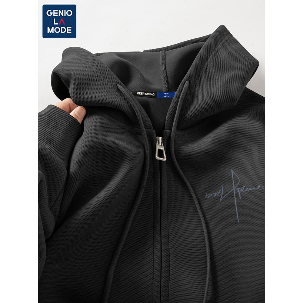 GENIOLAMODE Americano Casual Moletom Masculino Simples Cor Sólida Primavera Manhã Correndo Jaqueta Cardigan Com Capuz Pe
